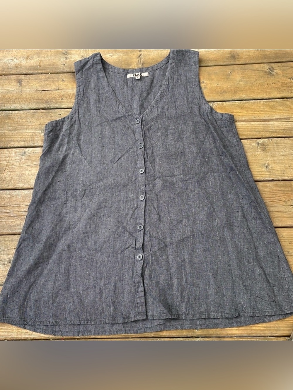 Flax 100% linen dress/ tunic vest size L